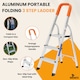 image 2 of Lightweight Step Ladders - Compact Aluminium Stepladder with Non-Slip Wide Step, Portable Silver Color - Tall Folding Ladder with Platform Silver | 3- Step 105 cm