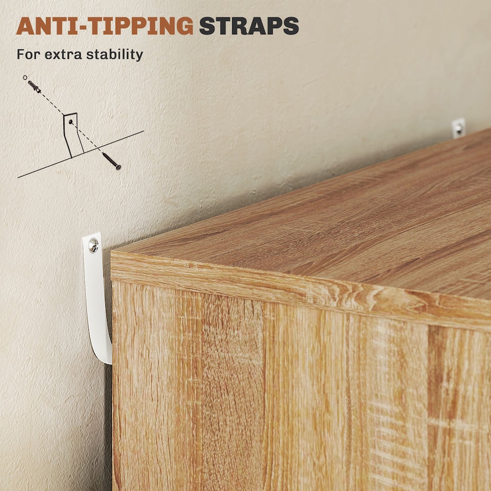 image 1 of Vinsetto Vertical Filing Cabinet, 5-drawer File Cabinet, Mobile Office Cabinet on Wheels for Study, Home Office, Oak