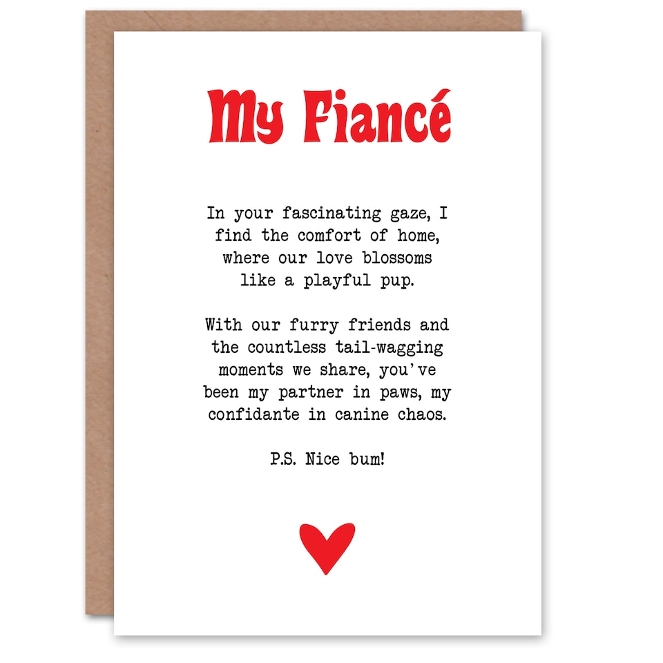 image 1 of Greeting Card Love Poem Dog Lover Fiancé Romantic Fun Valentine's Day