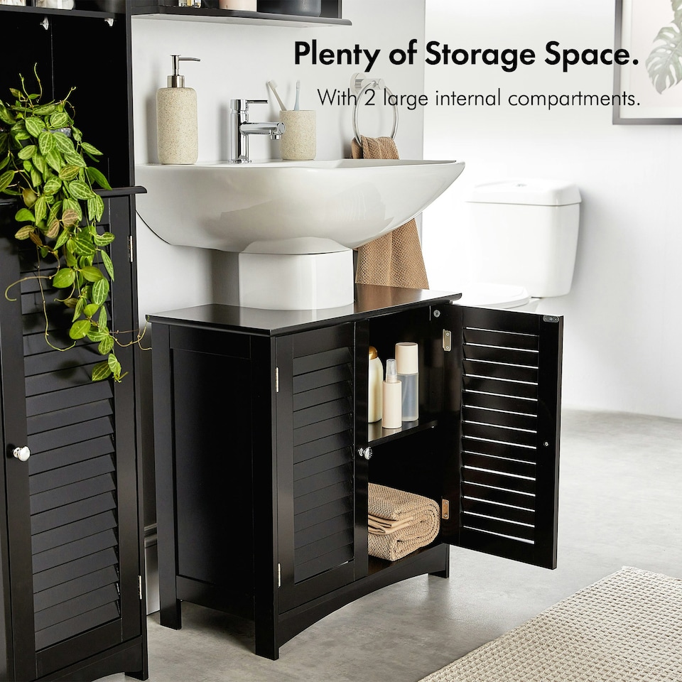 image 1 of VonHaus Shrewsbury Black Under Sink Bathroom Cabinet