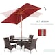 image 3 of Outsunny Wooden Patio Umbrella Parasol Outdoor Sunshade 6 Ribs Red
