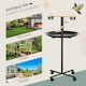 image 5 of PawHut Metal Bird Table Play Stand, Bird Feeder Station with Wheels Feeding Bowl