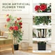 image 4 of HOMCOM Artificial Rose Tree Set of 2 with 344 Silk Leaves & 17 Flowers | Black | Red | One Size