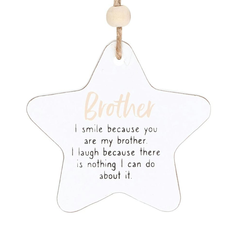 image 1 of Something Different Brother Star Hanging Sentiment Sign - White/Pink/Black - One Size