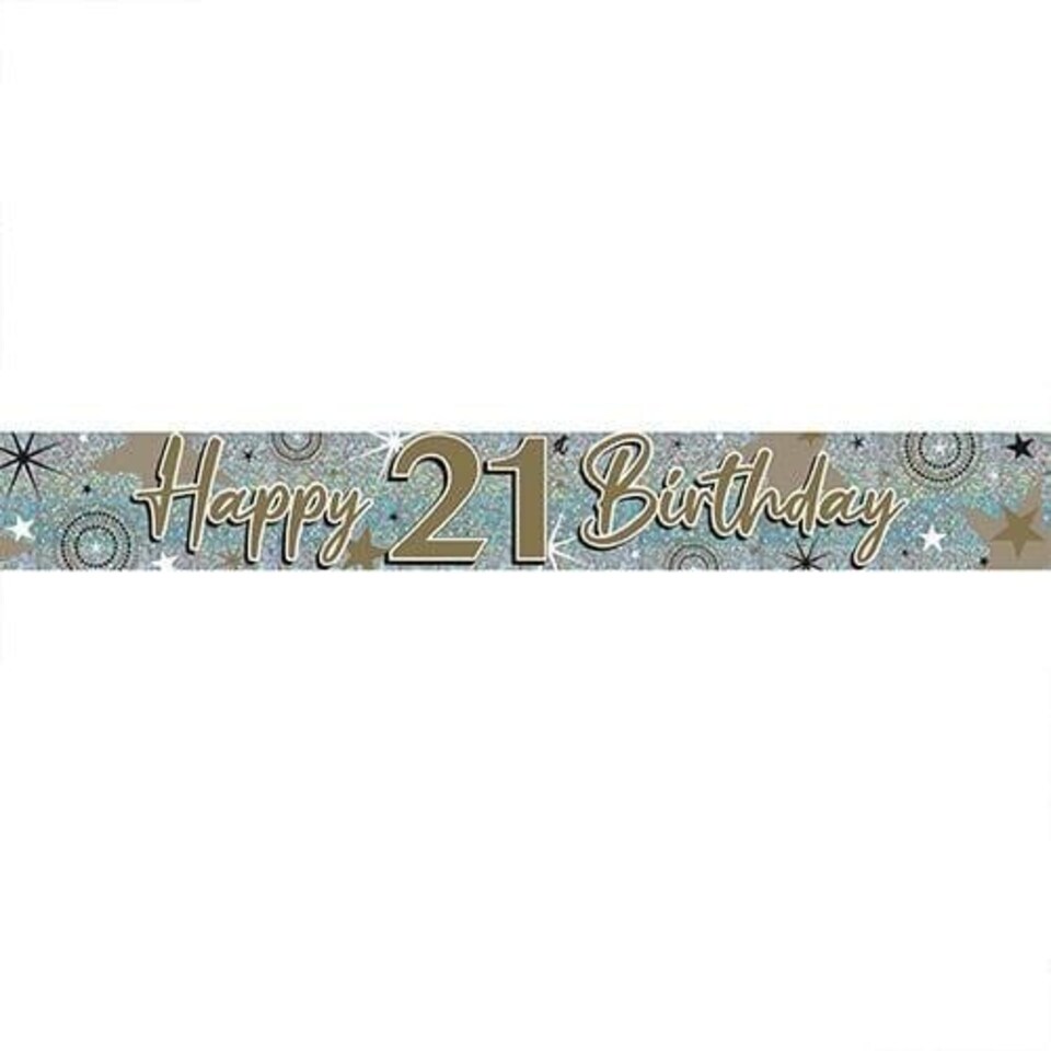 image 1 of Sparkling Gold 21st Birthday Holographic Foil Banner 260cm | Gold