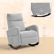 image 3 of HOMCOM Rocking Chair, Corduroy Fabric Upholstered Accent Armchair with Side Pockets & Solid Wood Legs, Modern High Back Leisure Rocker Lounge Chair for Nursery, Living Room, Bedroom, Grey | Grey