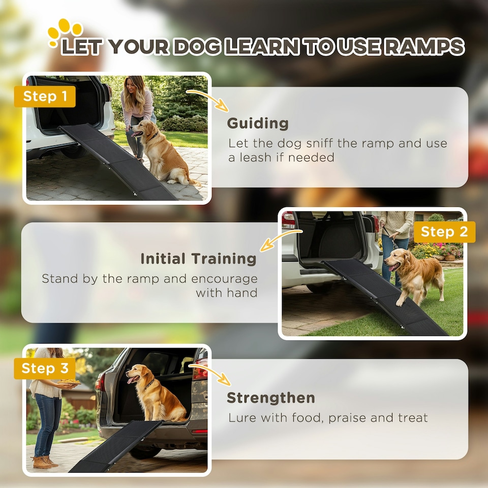 image 1 of PawHut Folding Dog Ramp for XL Dogs w/ Non-Slip Surface, Portable Car Pet Ramp