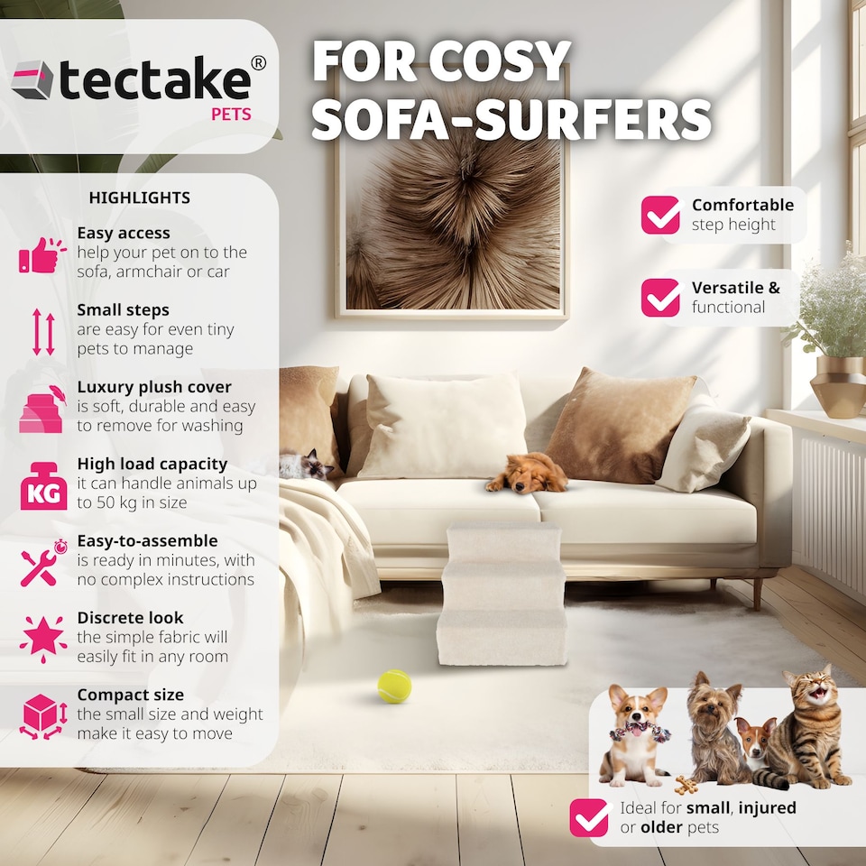 image 1 of Dog Steps Paw Path - staircase for dogs and cats | Cream | sand | 45 x 37 x 34,50 cm | 1