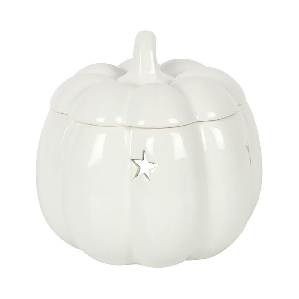 image 1 of Something Different Ceramic Pumpkin Oil Burner - White - One Size