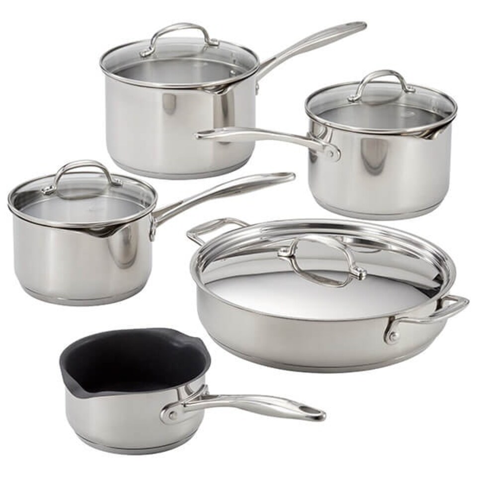 Stellar 7000 Profile 5 Piece Draining Saucepan Set Silver