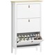 image 1 of HOMCOM 3 Drawer Shoe Cabinet with Flip Doors for Hallway, Entryway White | 80W x 24D x 131H cm