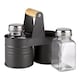 image 1 of GEEZY Salt And Pepper Shakers Glass Condiment Pots Grey Set Of Two