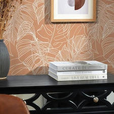 Monstera Leaf Wallpaper in Terracotta Multi