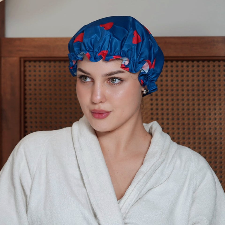 image 1 of SMUG Shower Cap - Loveheart Print