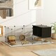 image 2 of PawHut DIY Small Animal Cage w/ Elevated Huts, for Guinea Pigs, Rabbits