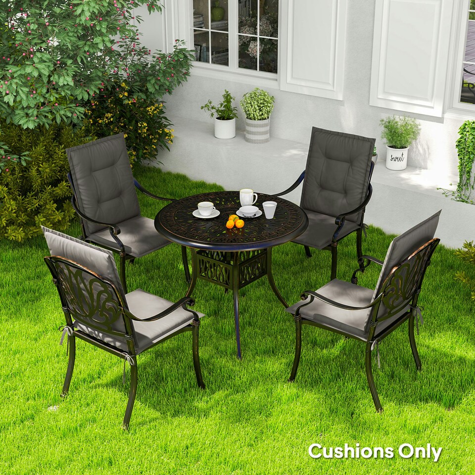 image 1 of Outsunny Set of 4 Garden Chair Cushions, Outdoor Seat Pads, Charcoal Grey