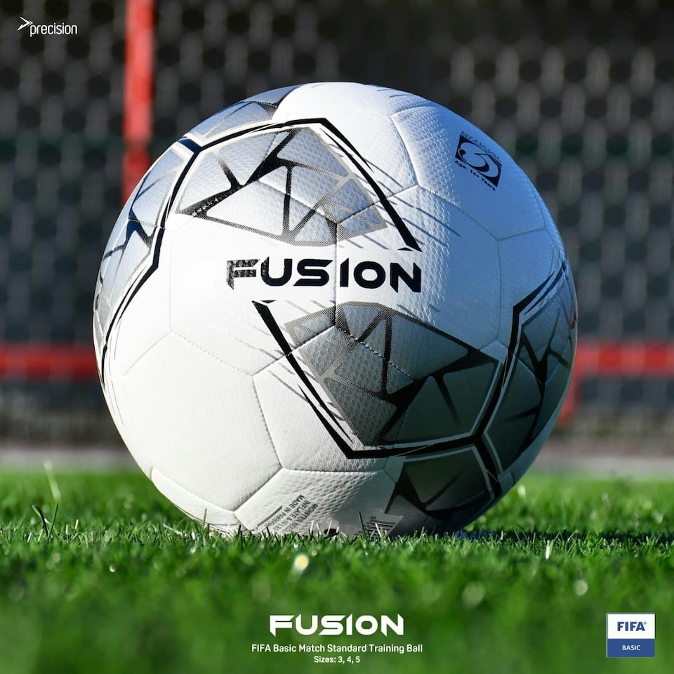 image 1 of Precision Fusion FIFA Basic Training Ball - 4 - White/Silver/Black/White - Precision - PRF2624 White