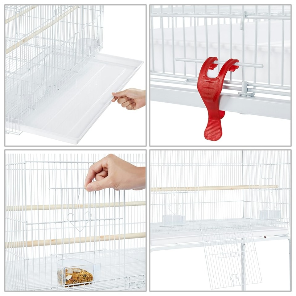 image 1 of Yaheetech 118.5 cm Flight Cage with Rolling Stand and Slide-out Tray White