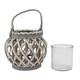 image 3 of JVL Luna Natural Round Willow Wood Lantern With Braided Rope Handle, Grey Wash