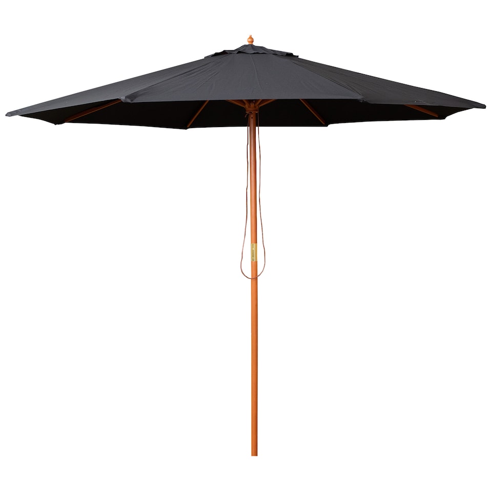 image 1 of Samuel Alexander 2.7m Outdoor Wooden Garden Parasol Sun Shade with Carry Bag in Black