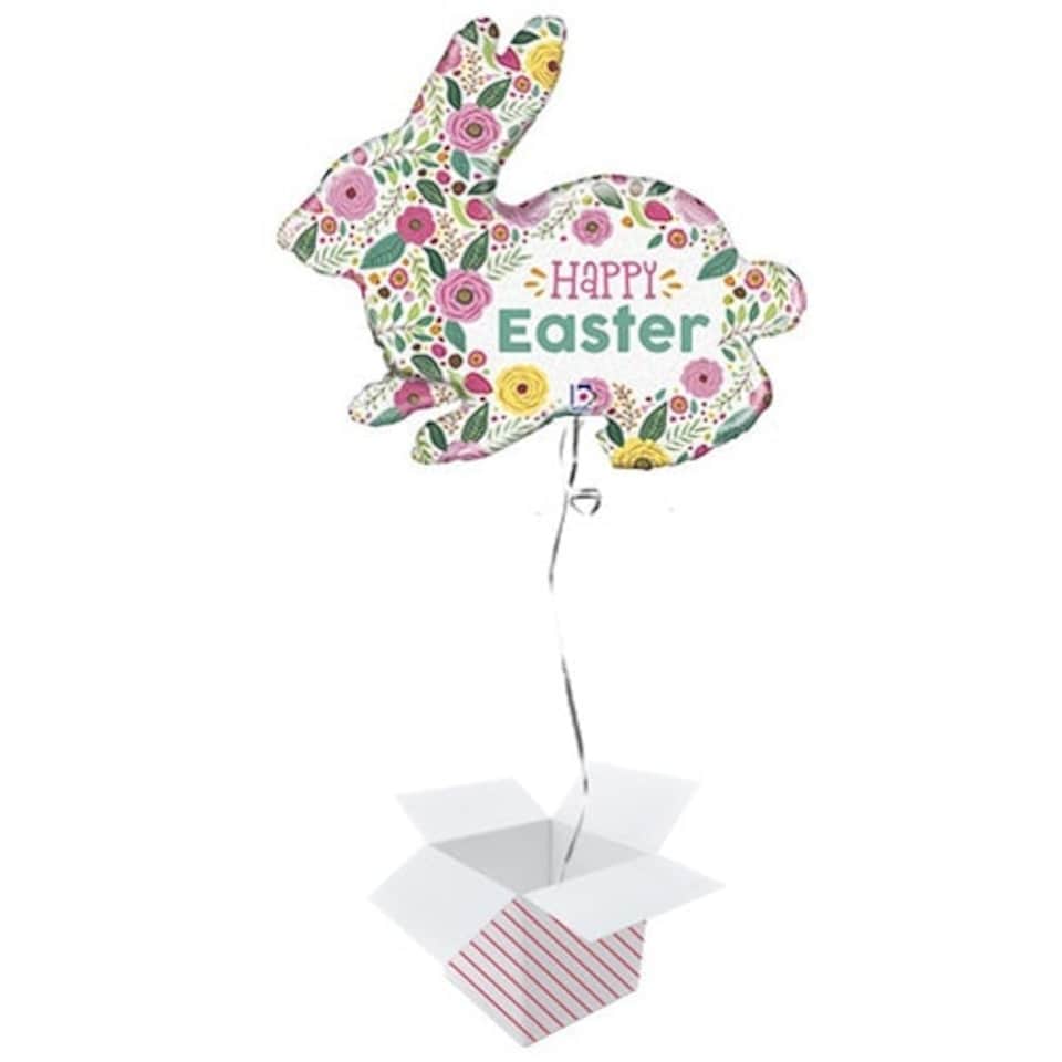 Spring Flowers Easter Bunny Helium Foil Giant Balloon - Inflated Balloon in a Box