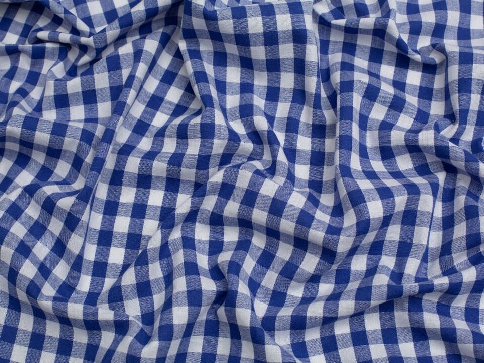 Minerva Core Range Blue 3/8 inch Check Vintage Gingham Fabric for Dressmaking, 142.5cm / 56" Wide - per metre