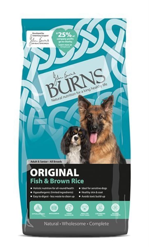 image 1 of Burns Original Fish & Brown Rice Hypoallergenic Low-Fat Adult & Senior Dry Dog Food - 12 kg | Multi | 12kg | 1
