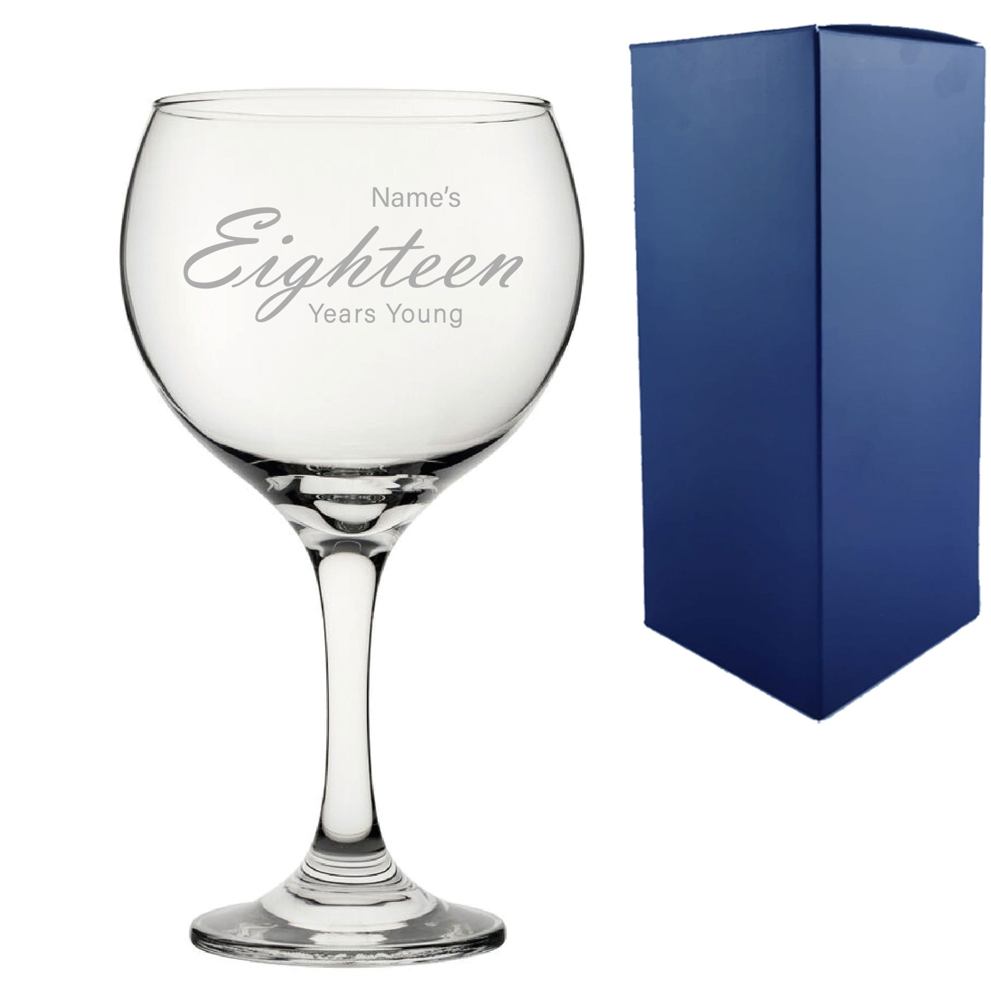 Uniqueful Personalised 18th Birthday Cubata Gin Glass Years Young Handwritten in Clear