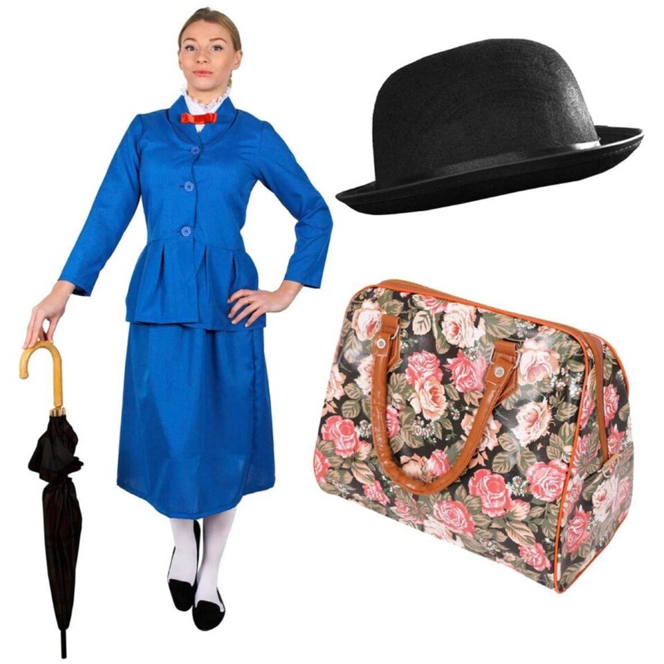 image 1 of Magical Nanny Costume Set with Accessories | Blue | L