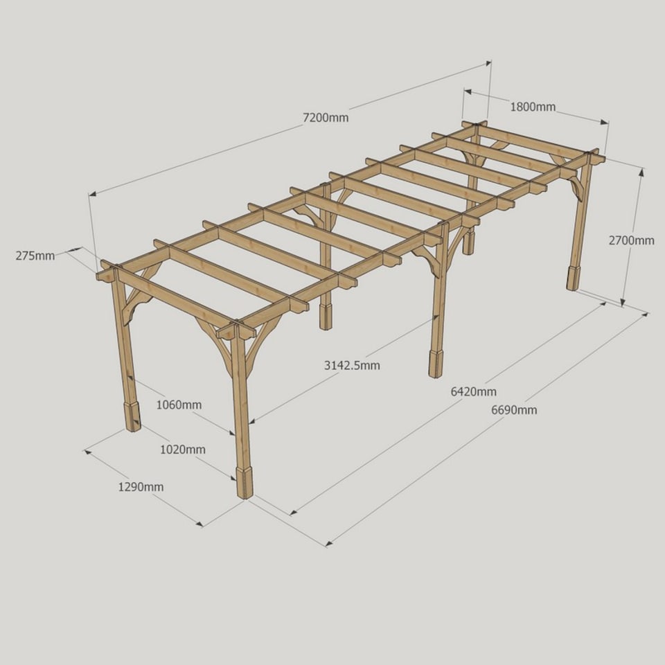image 1 of Premium Pergola 6 Posts - Wood - L180 x W720 x H270 cm - Rustic Brown