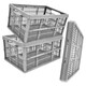 image 3 of 3 x Grey 32L Plastic Folding Crate Boxes With Handles Collapsible, Foldable & Stackable Grey