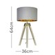 image 2 of ValueLights Clipper Tripod Painted Black Table Lamp with Medium Grey Drum Shade and LED Bulb | Black