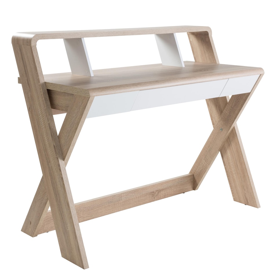 image 1 of Aspen Desk with Drawer in Light Oak Look / White