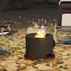 image 8 of Outsunny Outdoor Round Fire Pit with Lid, Firepit with Fire Poker, Black