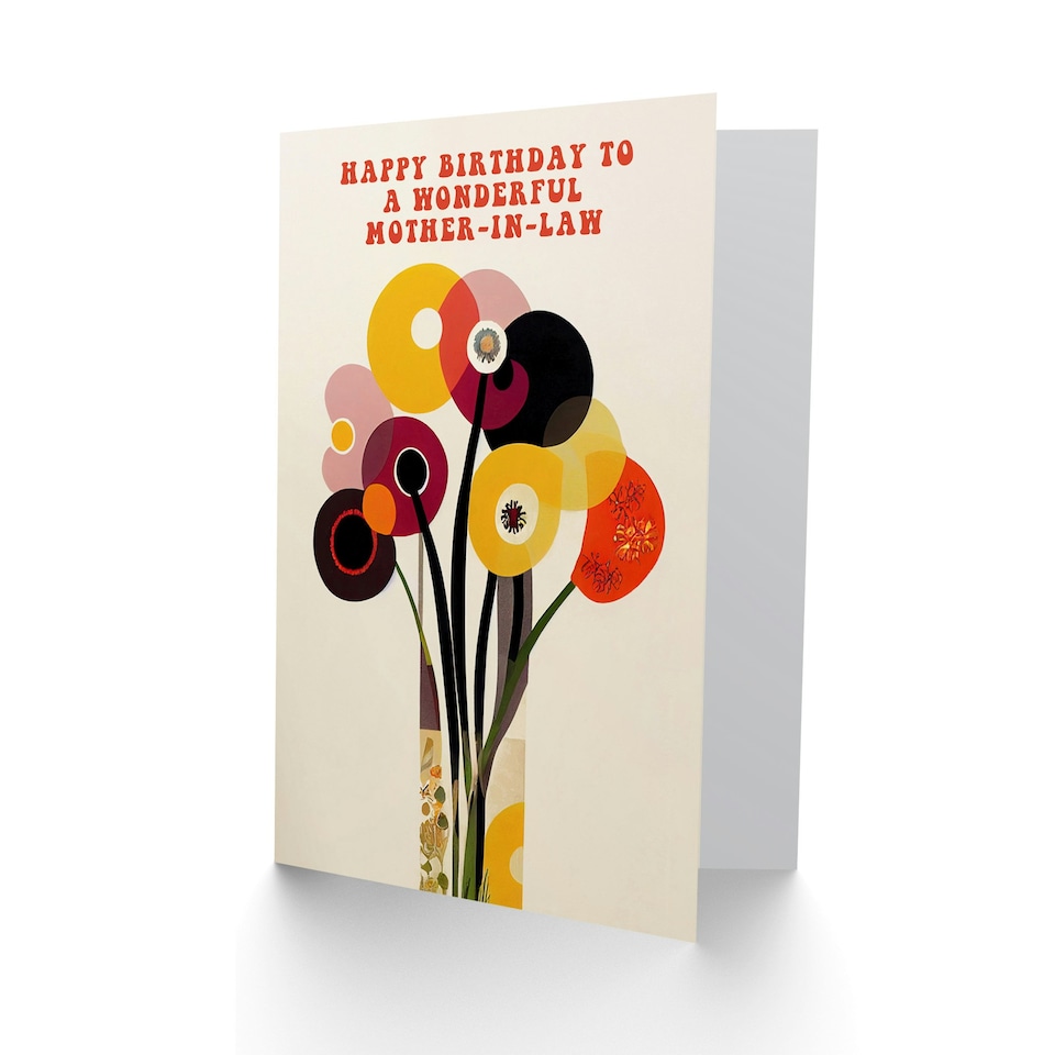 image 1 of Law Cheerful Spring Flower Blooms Flowers Mother in Law Birthday Card