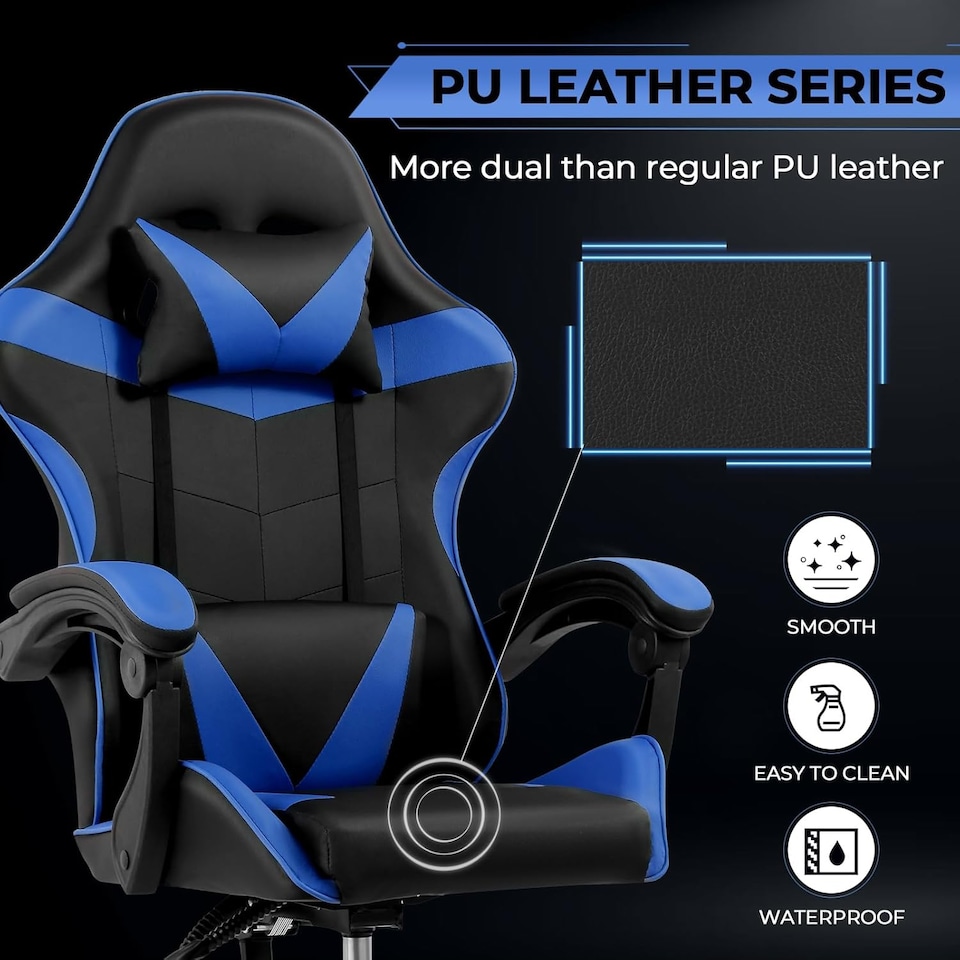 image 1 of Ergonomic Gaming Chair | Blue | Blue
