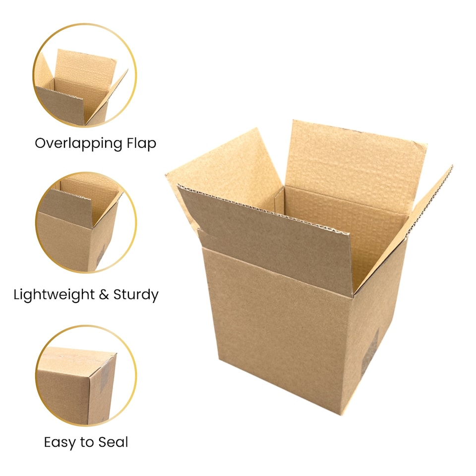 image 1 of Pack of 10 Cardboard Packing Boxes 33x10x34cm - 3mm Corrugated Flute | Brown