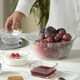 image 4 of Fruit Vegetable Salad Mixing Dessert Textured Glass Serving Bowl 24cm | Clear | Set of 1