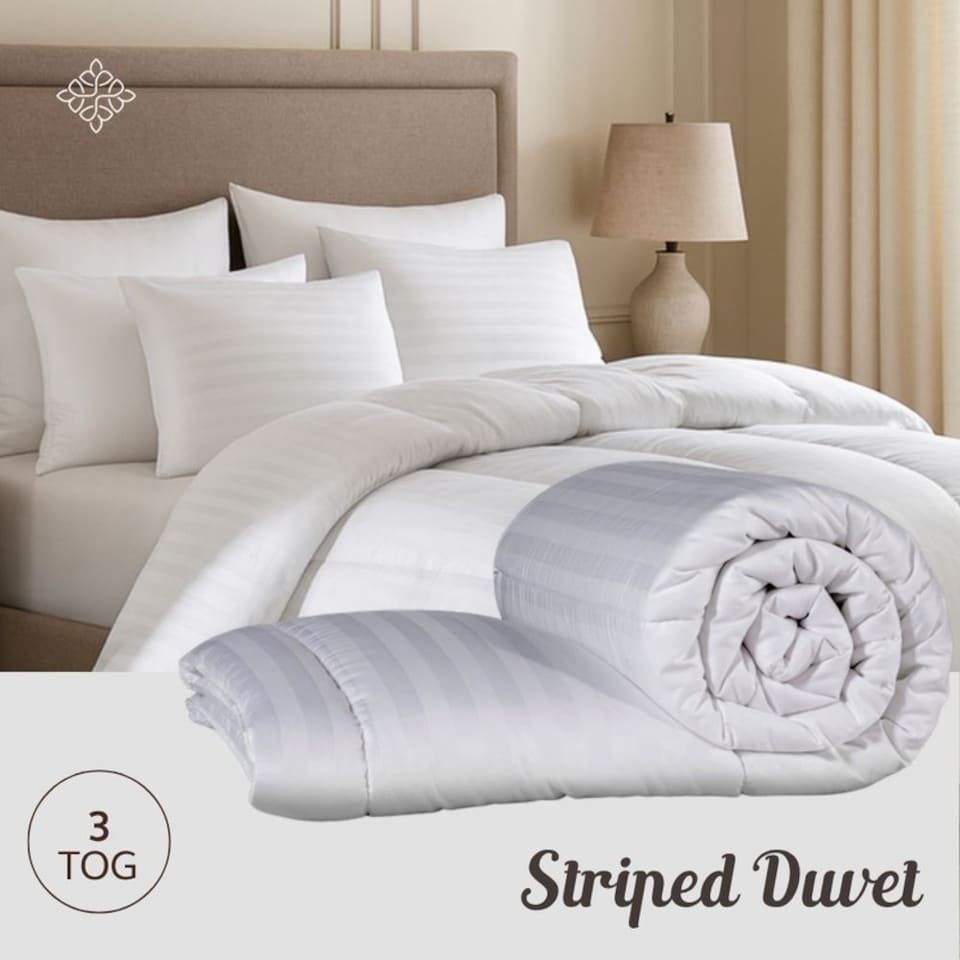 image 1 of Opulent Home Striped 3 Tog Microfiber Summer Duvet and Pillow Set-King