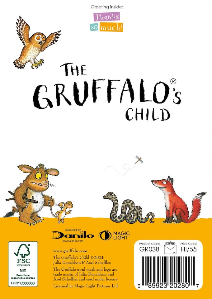 image 1 of The Gruffalo "Thank You" Teacher Card