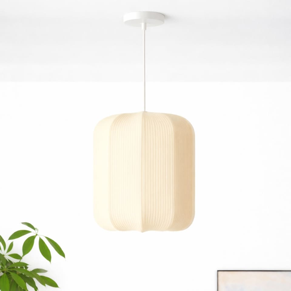 image 1 of CGC LILA Cream Cylinder Ribbed Stretch Cotton Lampshade
