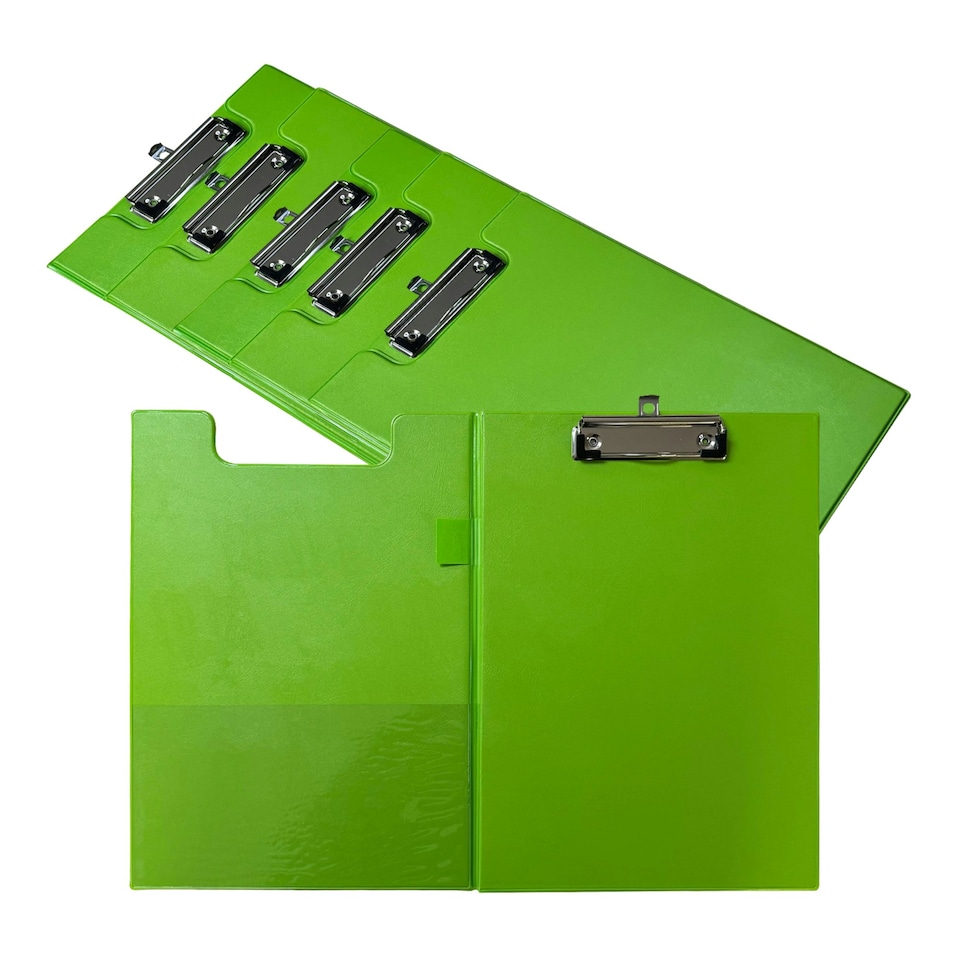 image 1 of Pack of 6 A4 Neon Green Foldover Clipboards