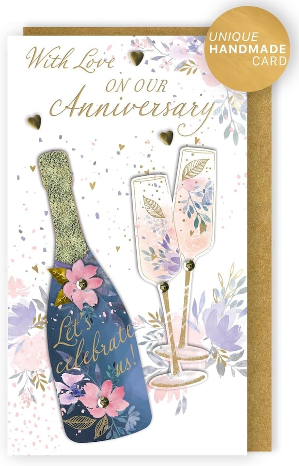 image 1 of Bubbly Blooms With Love On Our Anniversary Hand-Finished Card