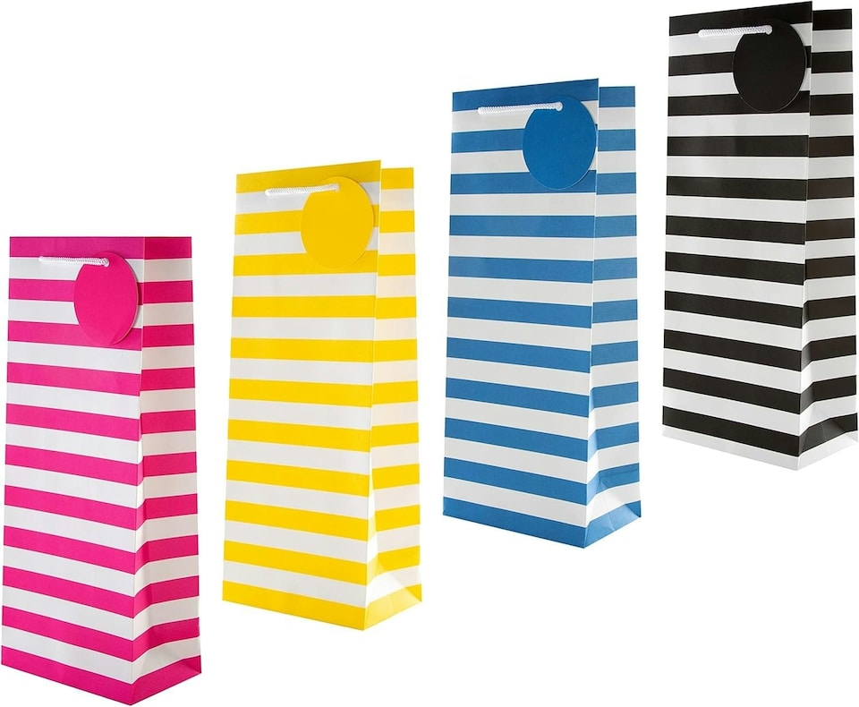 image 1 of Multi Occasion Bottle Bags Bundle 4 Bags in 1 Contemporary Design (1 Yellow, 1 Pink, 1 Blue and 1 Black)