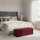 image 2 of 137cm Wide Lux Ottoman Storage Box, Red Velvet Upholstered Full Striped Storage Ottoman Box