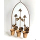 image 1 of Wall Mirror with Triple Planter - Metal - L15 x W45 x H75 cm - Rusty