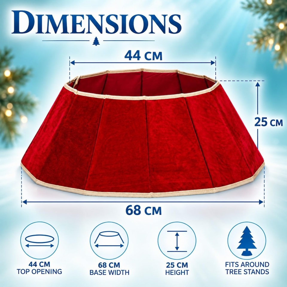 image 1 of 26.8 Inch Red Velvet Diamond Shape Christmas Tree Collar with Foldable Design