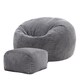 image 3 of Kingston Cord Adults Bean Bag Chair and Pouffe, Ready Filled Beanbag and Footstool Charcoal Grey | Grey | Charcoal Grey | 2
