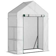 Outsunny Greenhouse for Outdoor, Portable Gardening Plant Grow House w Shelf