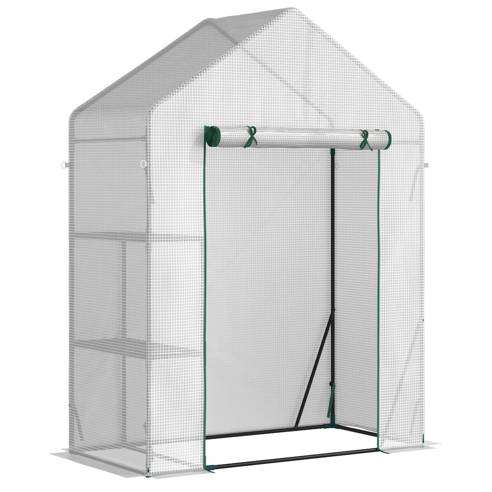 image 1 of Outsunny Greenhouse for Outdoor, Portable Gardening Plant Grow House w Shelf